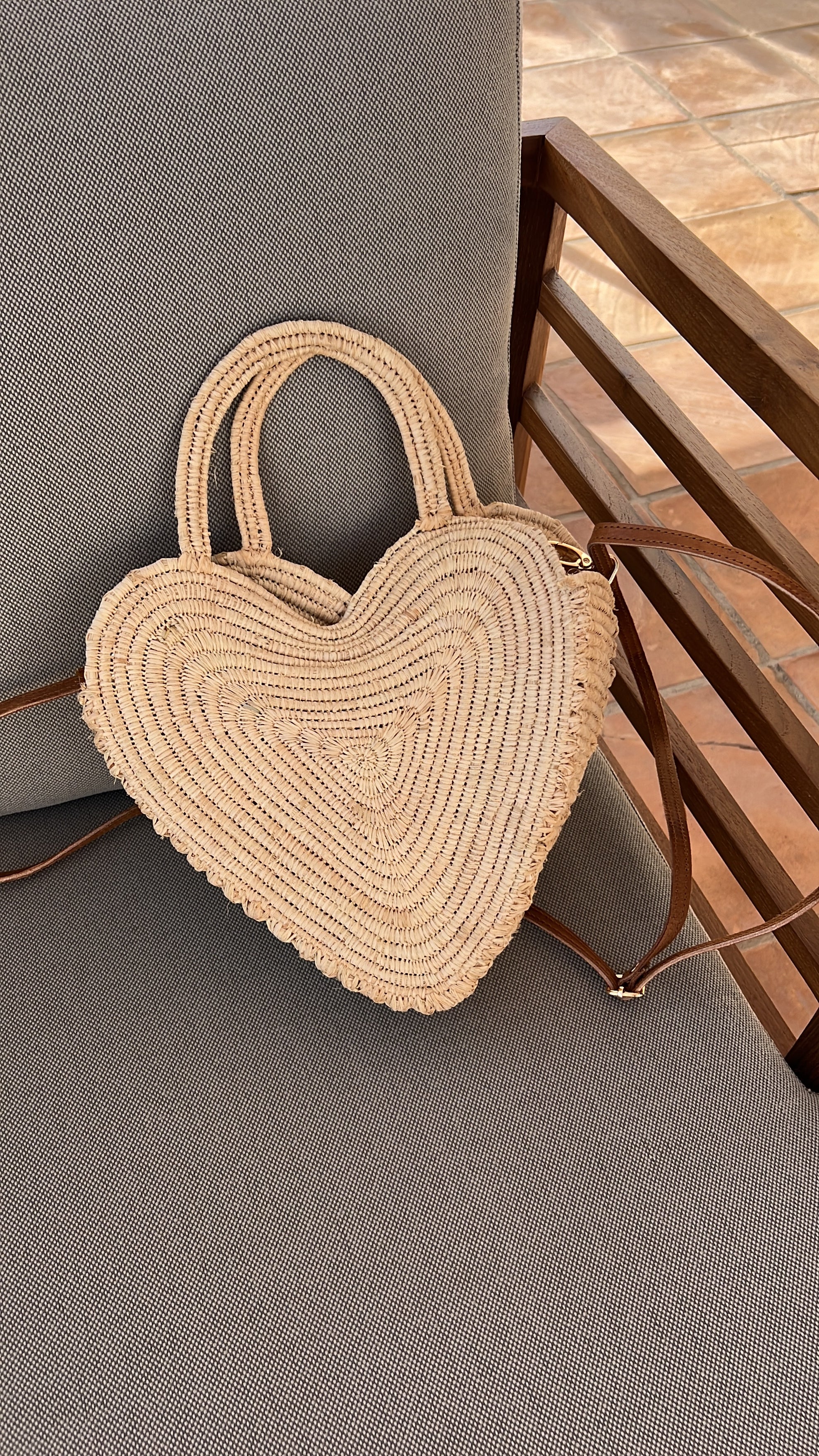 The Heart Raffia Bag